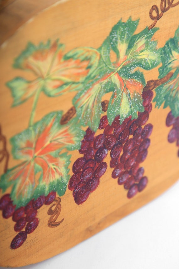 Vintage 50s hand painted grapes wood purse - image 8