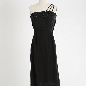 Vintage 1940er Jahre schwarzes Strasskleid