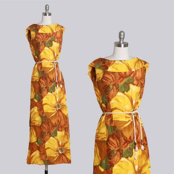 60s tropical floral dress | Vintage 1960s tropical