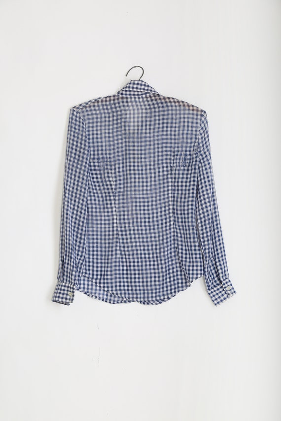 Levis Gingham shirt | Vintage 70s Levis blue + wh… - image 4