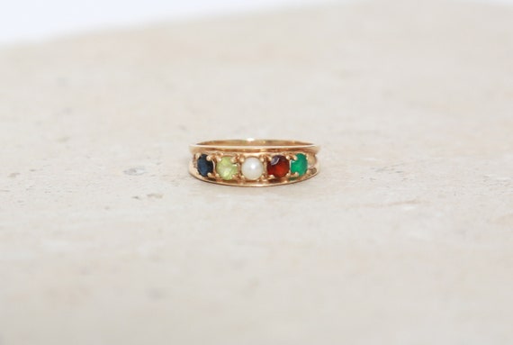 Vintage 10K Gold gemstone Mother Ring | 10K Birth… - image 1