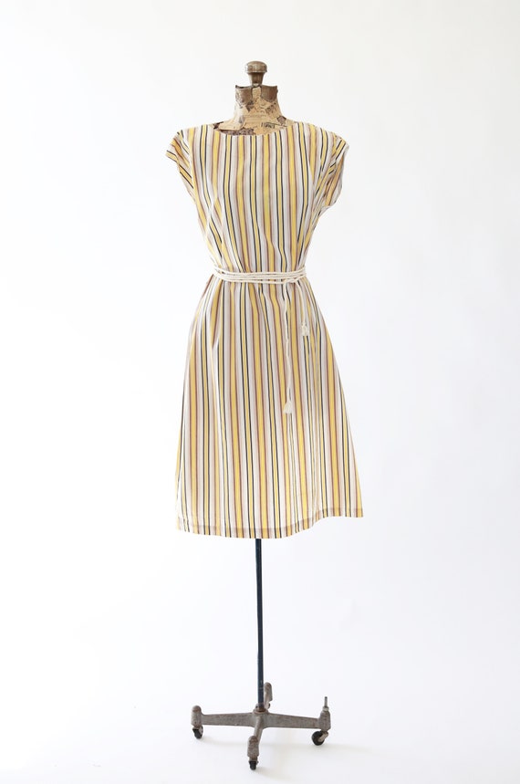 Vintage 60s yellow striped cotton dress - image 2