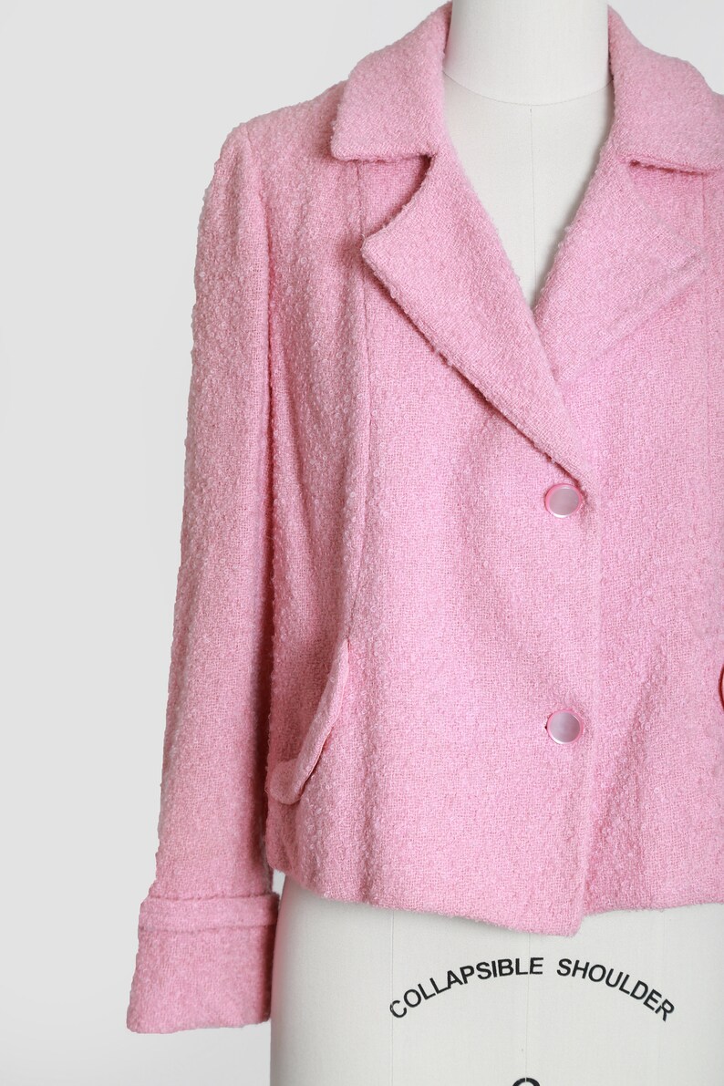 50s Pink Wool Cropped Coat Etsy
