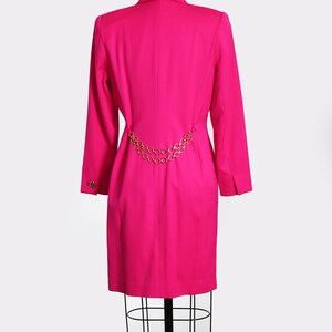 Hot pink suit dress Vintage 90s pink tuxedo wool suit dress image 7