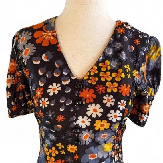 Vintage 70 Mod Floral Maxi Dress - image 4