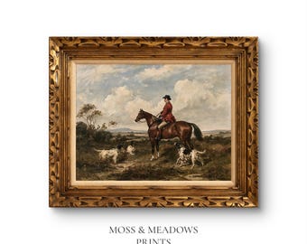 Equestrian Hunting Scene Printable, 19th Century Horse and Hounds Art, Vintage Fox Hunting Equestrian Print (Digital Download)