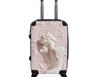 Classical Sculpture Bust Suitcase | Pink Baroque Travel Luggage