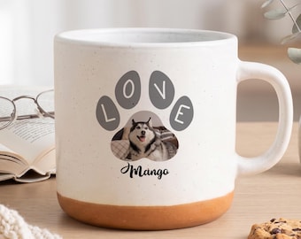 Caneca personalizada com foto do seu pet, design personalizado com a pata do seu cachorro e o nome dele, presente ideal para mães de cachorro, caneca perfeita para amantes de animais de estimação, ideal para aniversários ou Natal.