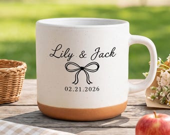 Personalized Couple Mug, Custom Name And Date Coffee Cup, Wedding Anniversary Gift For Couple, Newlywed Love Gift, Romantic Keepsake
