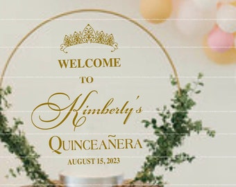 Quinceanera Sign Sweet 15 Sweet 16  | Acrylic Welcome Sign Making Decal  |  Welcome Sign Party Quince Mis Anos Pink and Gold + Colors