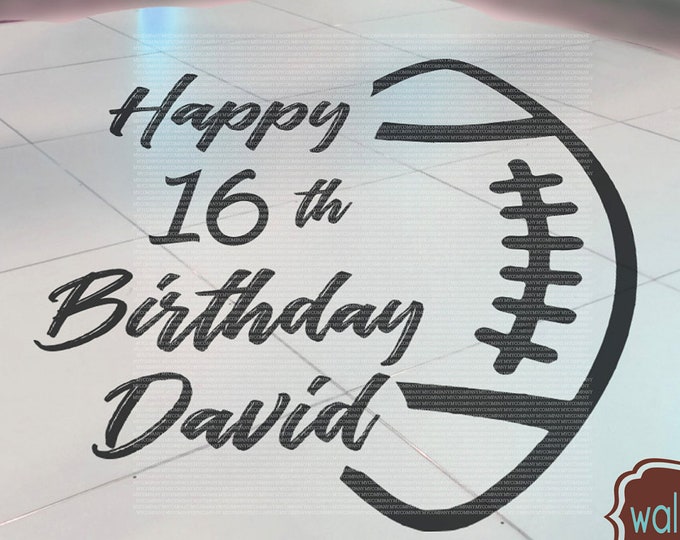 Football Decal Football Birthday Sweet 16 Dance Floor Decal Boy's Party Decal Personalized Custom Name - Small Medium Large Reception Decals