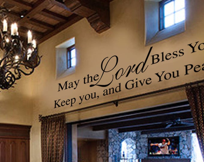 Wall Art Decal - Home Decor - Wall Decal - May the Lord Bless You Keep You and Give you Peace - Wall Decals -  Wall Quotes Sayings Christian