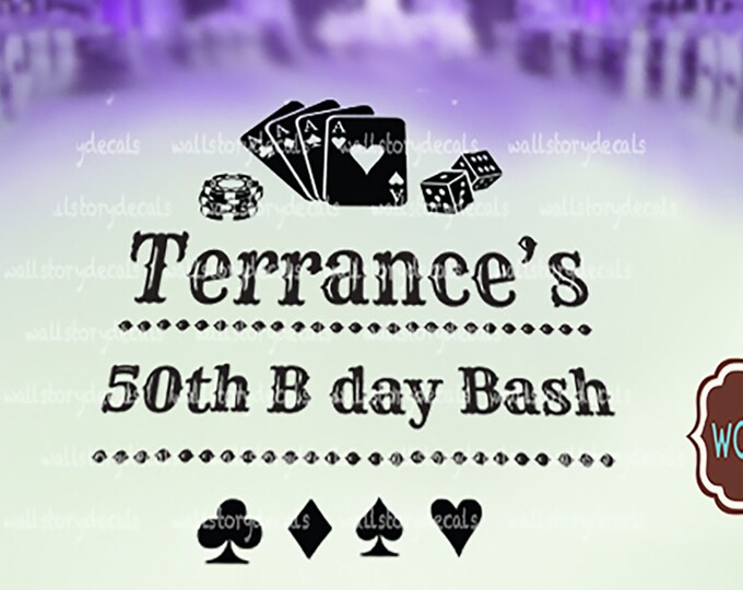 Men's Casino Birthday Party - 30 40 50 60 Casino Harlem Nights Dance Floor Decal - Personalized Custom Customized Guys Party Decor Decals