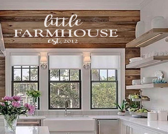 Family Wall Quotes Decal  -  Little FARMHOUSE with established Year-  Country Kitchen Wall Decals - Home Wall Sayings