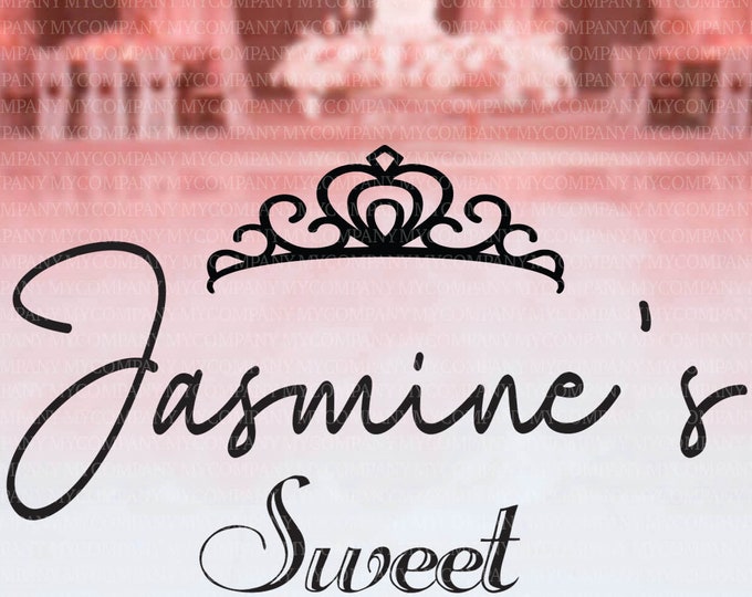 Sweet 16 Birthday Dance Floor Decal - Princess Crown Decor Quinceanera Personalized Custom Name with Crown scrolls - White Black Gold Silver