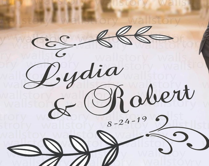 Personalized Wedding Floor signage Decor | Vinyl Decal for Dance Floor Decal | Floor Signage Decorations  | White Gold Back Silver