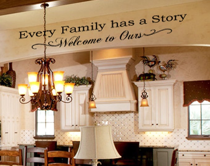Family Wall Quotes Decal  - Every Family Has a Story WELCOME to OuRS - Wall Decals - Wall Sayings Small Medium Large 39+ Colors