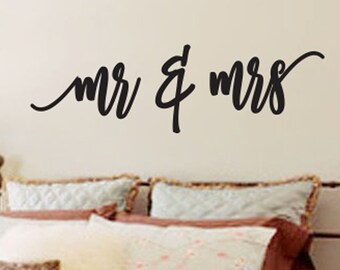 Couples Wall Quotes Decal - MR and MRs - His Hers Home Wall Decals - Family Wall Sayings Bedroom Small Medium Large - Wall Art Modern Font