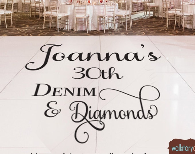 30th 40th 50th 60th 70th Birthday Decorations Dance Floor Decal - Personalized Custom Name  - Large Reception Decals - Party Decor Fab
