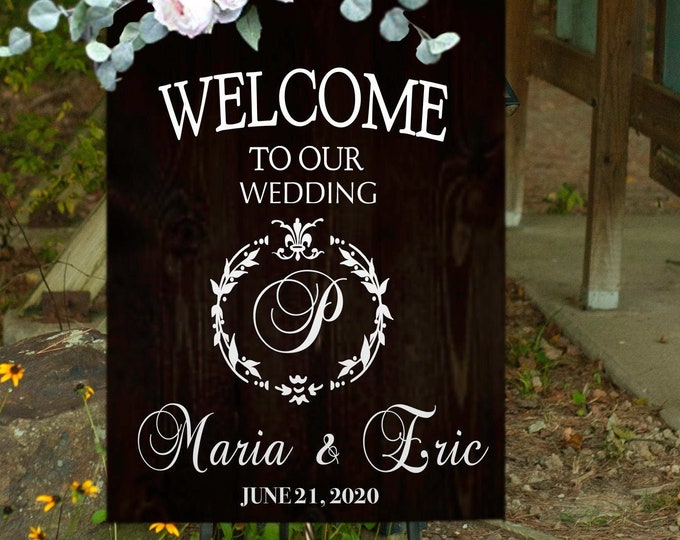 Wedding Board Sign Decal - Wedding Welcome sign Decals Wedding Decorations Chalkboard Sign Sticker Wood Sign Stickers Wedding Logo Sign