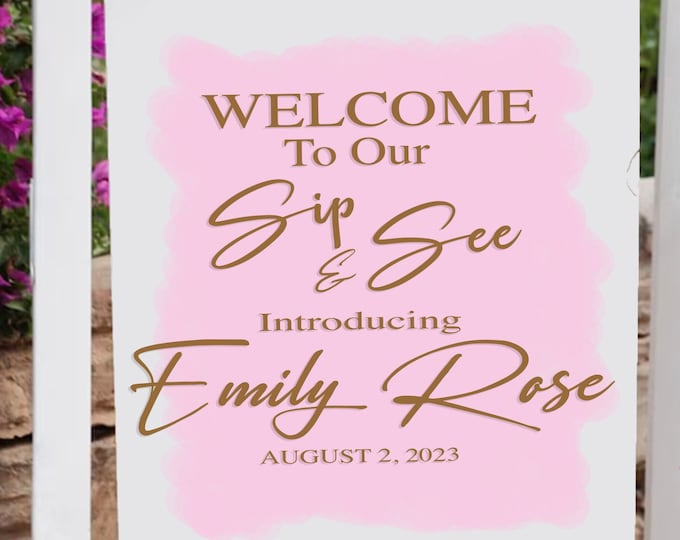 Sip and See Baby Shower Welcome Sign Decal Decor for Sign Making | Personalized DIY Signs | Acrylic Welcome Sign