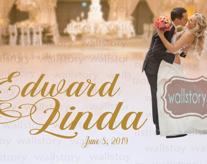 Modern Wedding Logo Dance Floor Decal - Wedding decor - Dance Floor Personalized Custom Names Black Gold Silver White