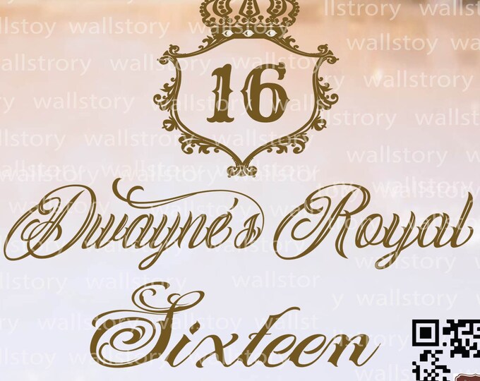 Sweet 16 Birthday Dance Floor Decal KIng Queen Crown Royal 16 Boys Party Decor Sweet Sixteen - White Black Gold SIlver
