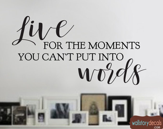 Family Wall Quotes Decal - Live for the Moments You Can't put into Words -  Wall Decals - sign decal - Family Story Large Wall Decal Large