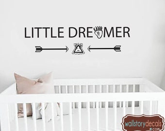 Children's Nursery Wall Quotes - Little Dreamer Arrow Bear Paw Kids Room Wall Decal Small Medium Large Boy's Woodland Adventure Baby Shower