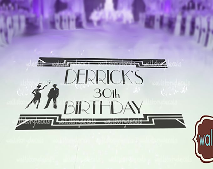 Man's Birthday Party, 30th  40th 50th 60th,  Casino Harlem Nights,  Dance Floor Decal, Personalized Party Decorations,  by Wallstory