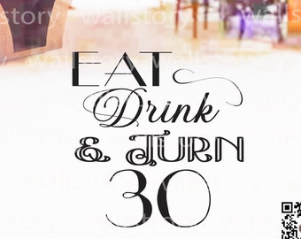 30th Birthday Party Decor Dance Floor Decal | Drink and turn 30 Party Decorations