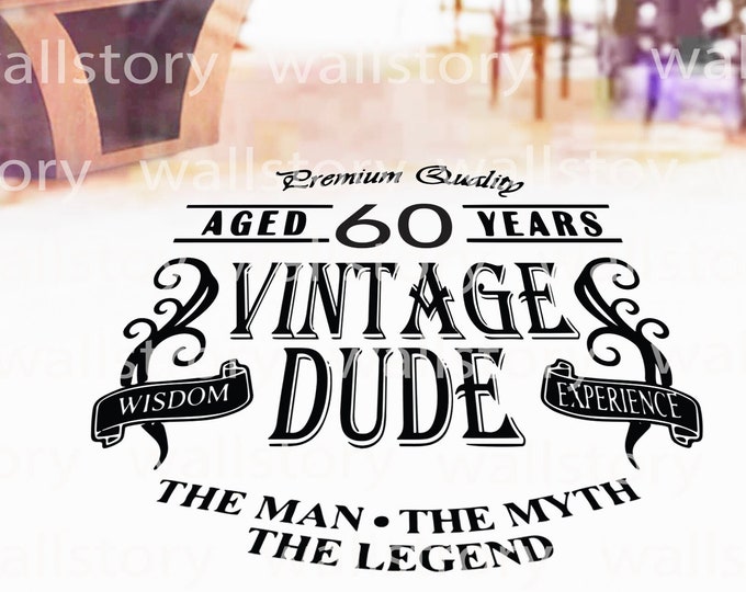 Men's 30TH 40TH 50TH Birthday Decor Dance Floor Decal | Vintage Dude Theme | Personalized Custom Name | Large Options | Party Decor