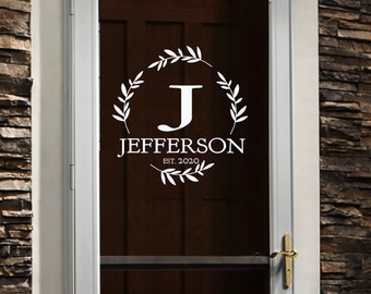 Door Decor Name Welcome Wreath Front Porch Storm Sign Decal | Custom Last Name Decal | Personalized DIY Signs | Door Monogram
