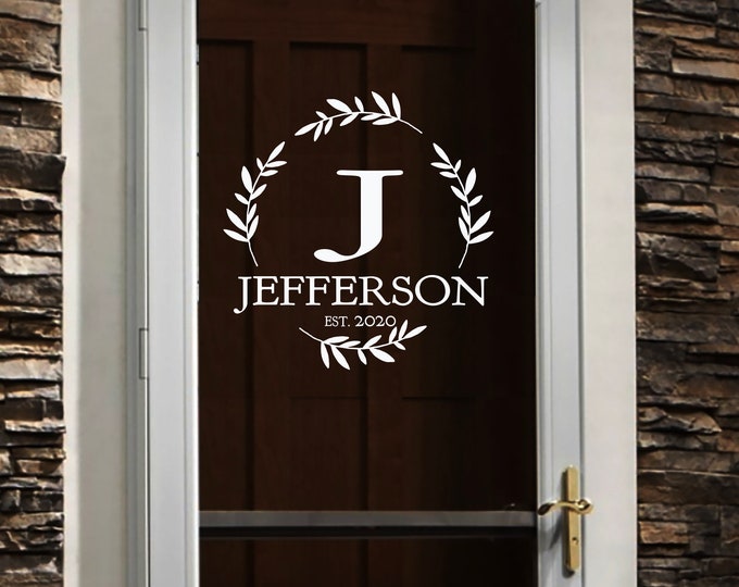 Door Decor Name Welcome Wreath Front Porch Storm Sign Decal | Custom Last Name Decal | Personalized DIY Signs | Door Monogram