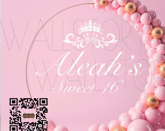 Sweet 16 Sweet Sixteen Quinceanera Sign Decor Making |  Mis Anos Decor Decal | Dance Floor Decal |  Custom Name with heart princess crown -