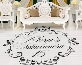Sweet 16 Quinceanera Dance Floor Vinyl Decal – Roses & Flowers