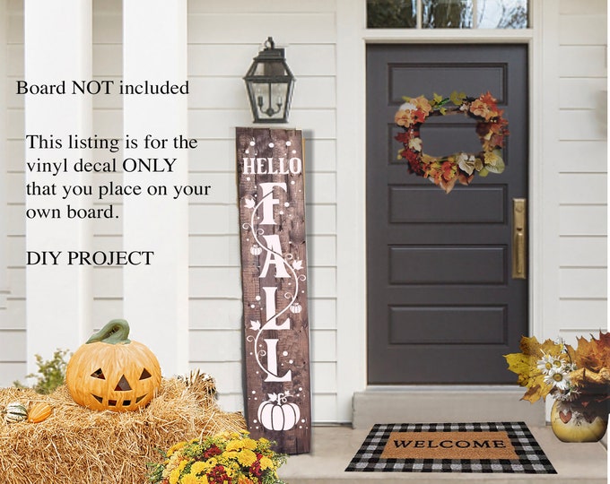Hello Fall Decal Fall sign Decal Fall Porch Decal Family Wall Quotes Decal  DIY Vinyl Decal PUMPKIN DECAL