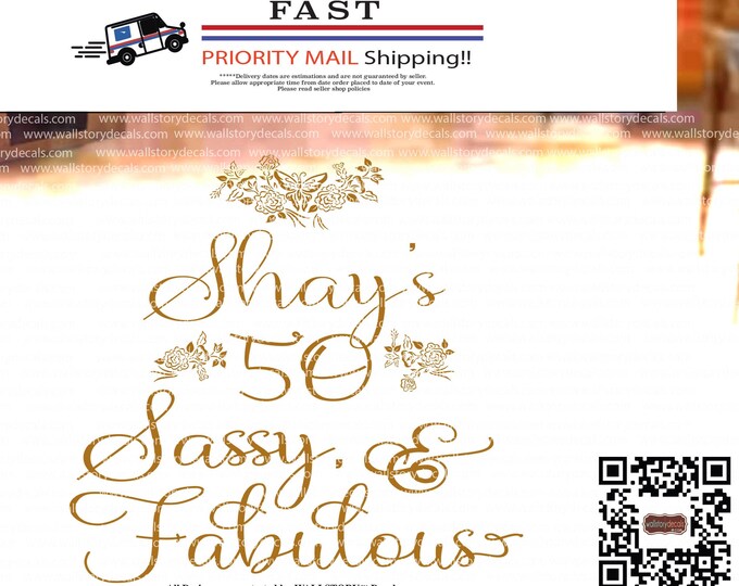Birthday Party - 30 40 50 60 Sassy and Fabulous - Butterflies Dance Floor Decal Personalized Custom Customized Party Decor Decals Butterfly