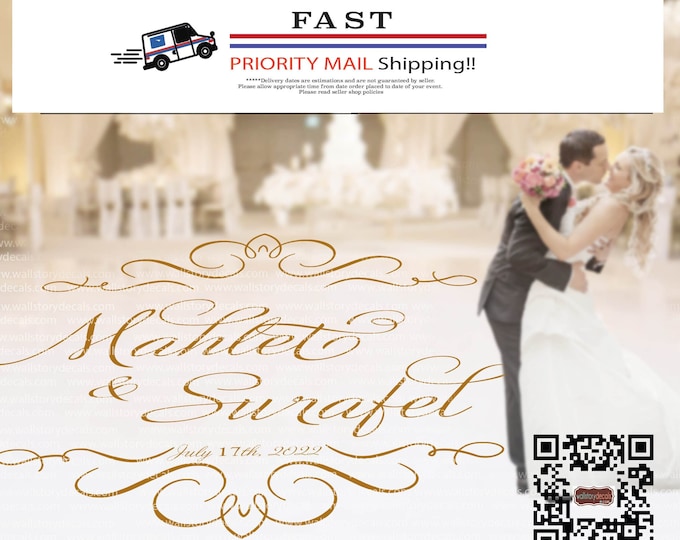 Birthday - Wedding Dance Floor Decal - Party Dance Floor Decor - Fancy Design - Wedding Logo - Fast Shipping - Custom