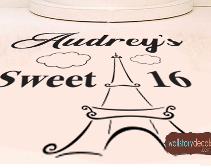 Sweet 16 Birthday Party Dance Floor Decal / Birthday Party Decoration / Paris Birthday Party Theme