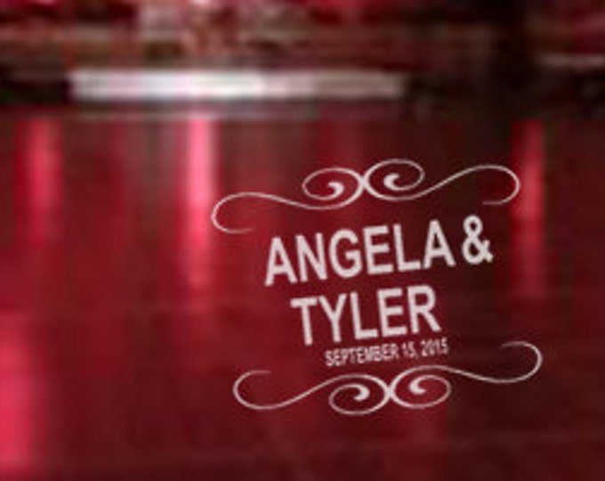 HUGE Dance Floor Decal - Wedding Day - Simple Font Dance Floor Personalized Names Vinyl Lettering 39+ Colors