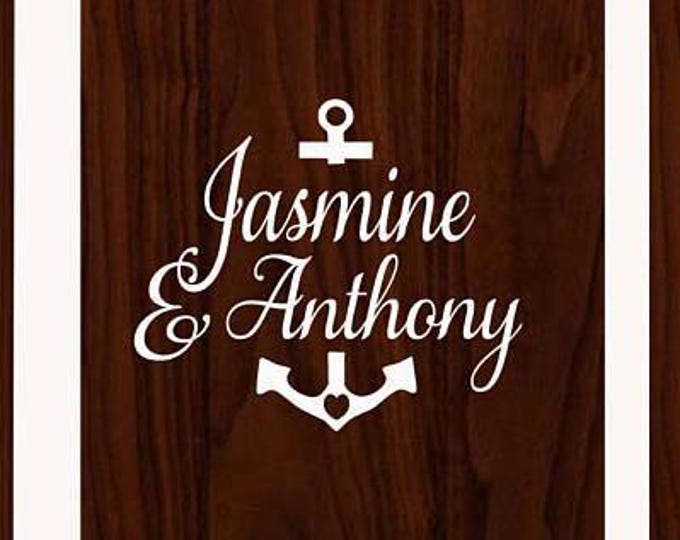 Custom Cornhole Boards Decal for Wedding Games Decor | Corn hole Board DIY Sign Making | Personalized Name Navy Blue Wedding NauticalAnchor