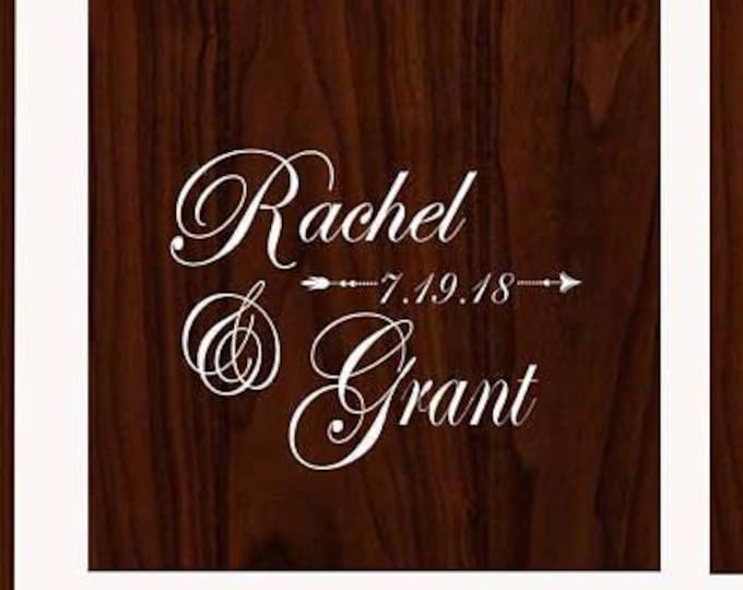 Wedding Sign Decals Cornhole Board Game DECALS - Personalized Custom Bride Groom Names with arrow- Corn Hole Monogram Decal Fast Shipping