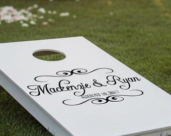 Personalized Wedding Cornhole Board Decal | DIY Game Sign