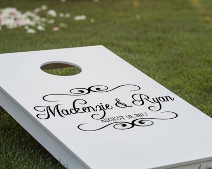 Personalized Wedding Cornhole Board Decal | DIY Game Sign