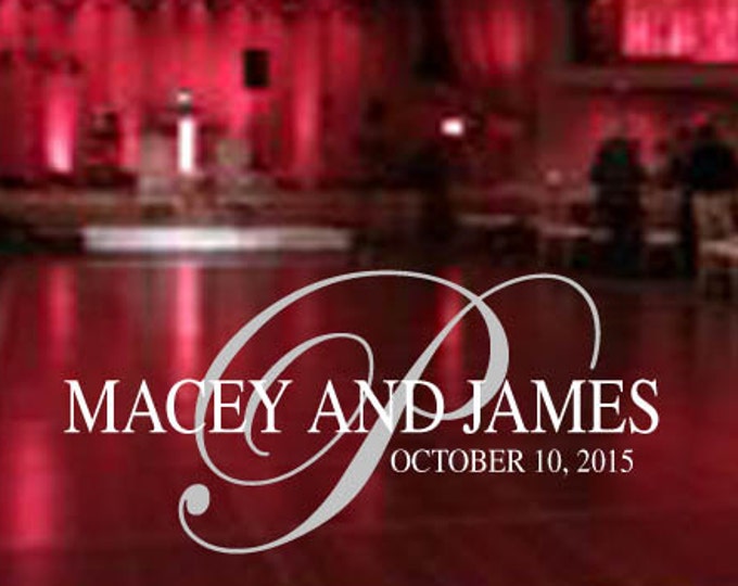 HUGE Dance Floor Decal - Wedding Day - Simple Font Dance Floor Personalized Names and Intial Vinyl Lettering 39+ Colors