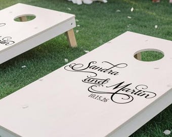 Custom Wedding Cornhole Board Decals | Personalized Names, Set of 2