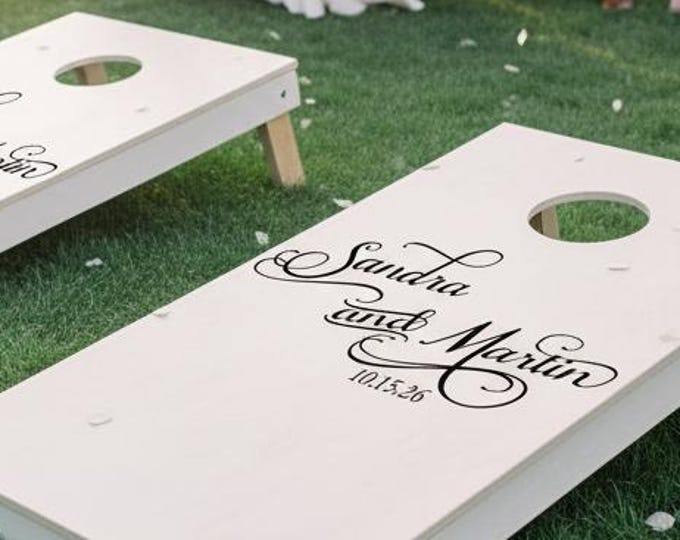 Custom Wedding Cornhole Board Decals | Personalized Names, Set of 2