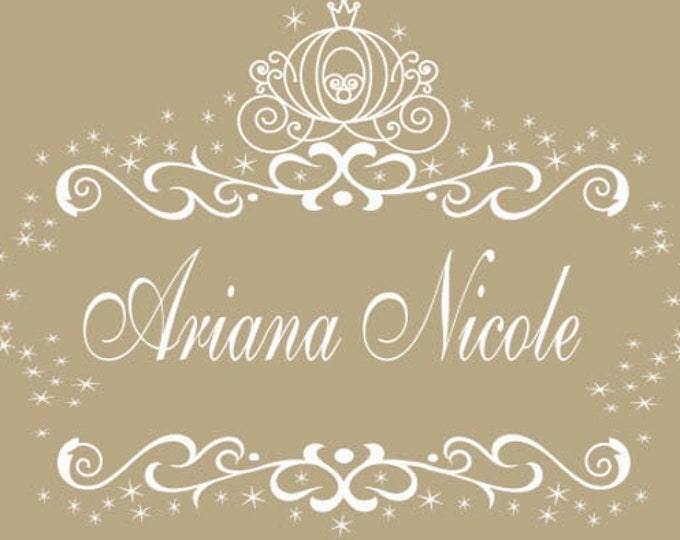 Princess Decal / Cinderella Decal / Princess Carriage Decal / Kid's Name Decal / Personalized Decal / Girls Room Decals / Girl's Decor /