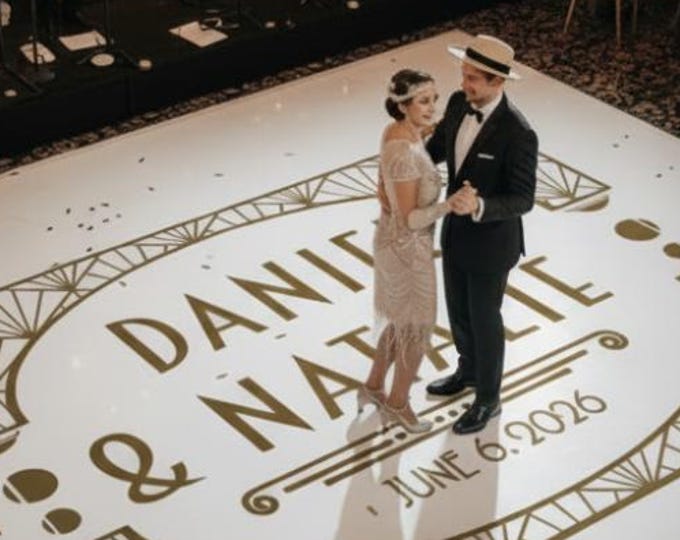 Custom Roaring 20's Art Deco Wedding Floor Decal | Sign Decal